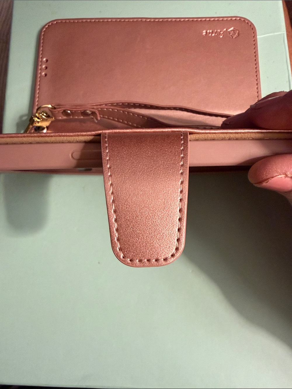 Ara Rose Gold Leather Wallet Phone Case with Wrist Strap - Picture 8 of 12